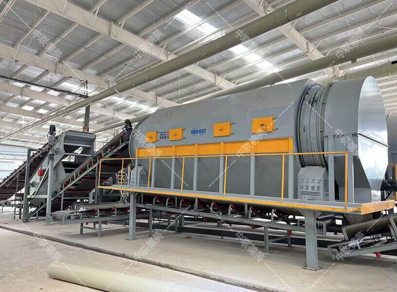 Production line for aged garbage treatment equipment